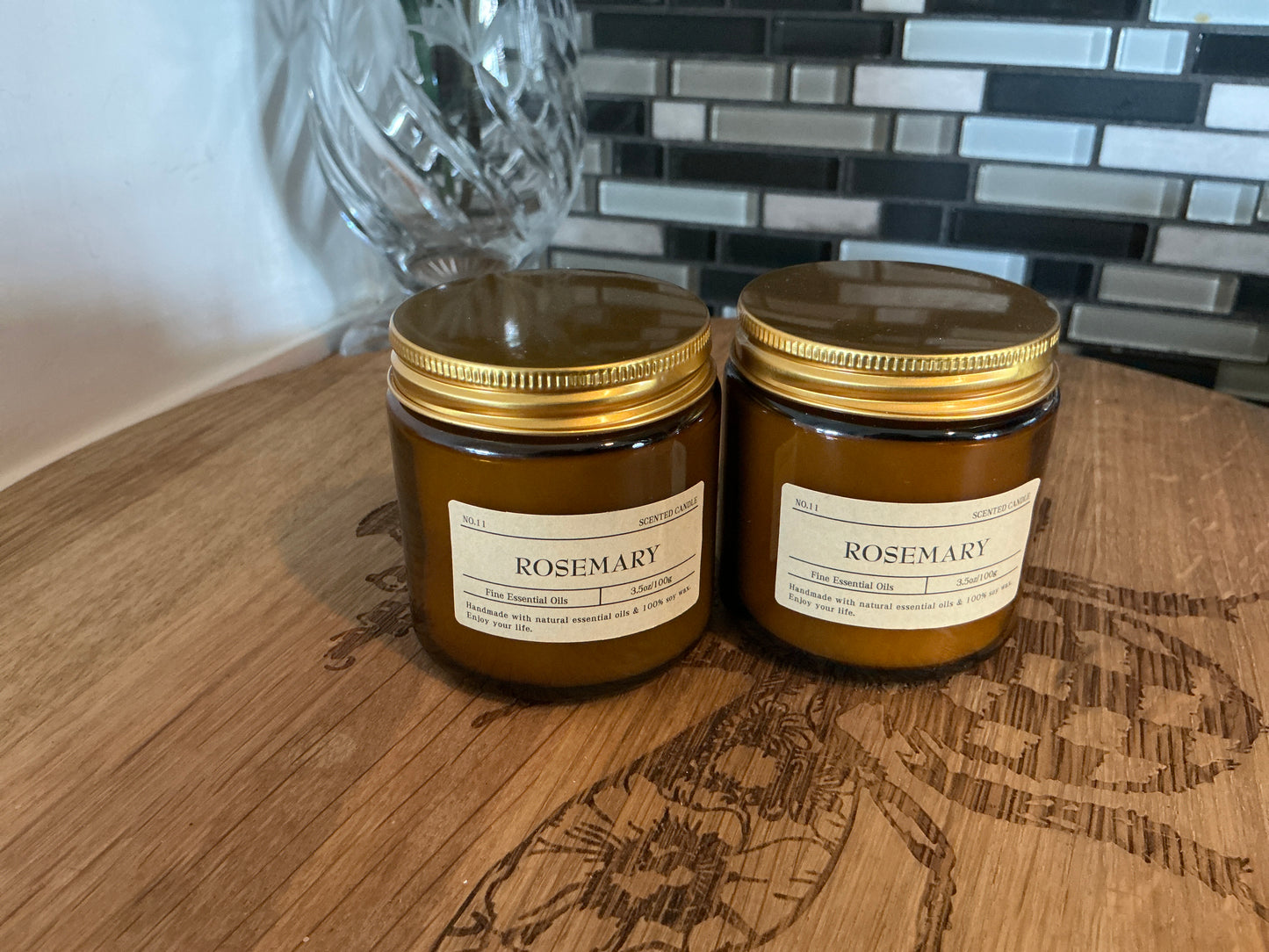 Amber Glass Jar Aromatherapy Scented Essential Oils Candles, Soy Wax %100, 3.5oz/100g