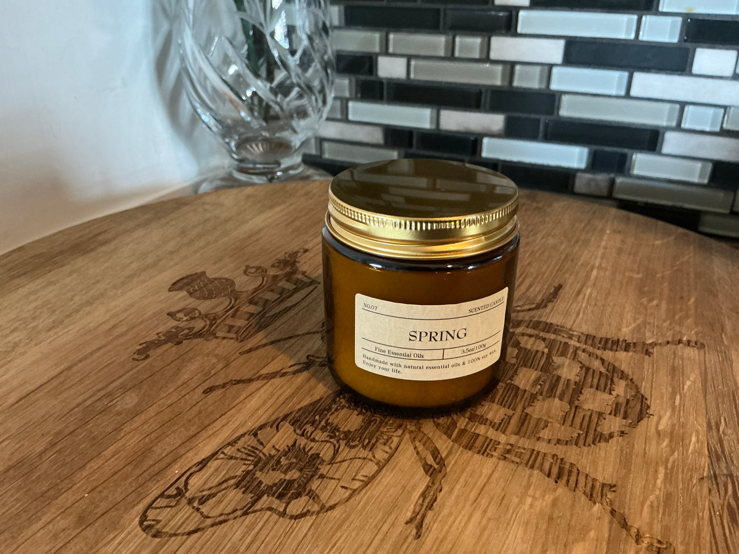 Amber Glass Jar Aromatherapy Scented Essential Oils Candles, Soy Wax %100, 3.5oz/100g