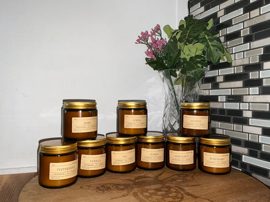 Amber Glass Jar Aromatherapy Scented Essential Oils Candles, Soy Wax %100, 3.5oz/100g