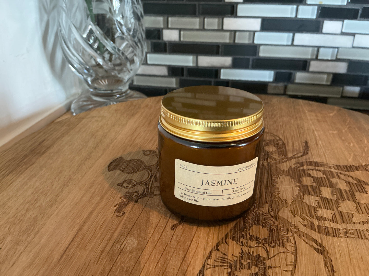 Amber Glass Jar Aromatherapy Scented Essential Oils Candles, Soy Wax %100, 3.5oz/100g