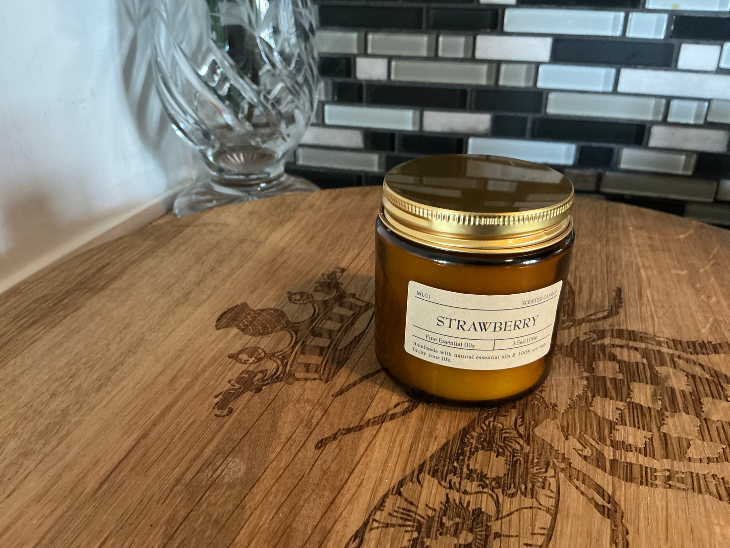 Amber Glass Jar Aromatherapy Scented Essential Oils Candles, Soy Wax %100, 3.5oz/100g