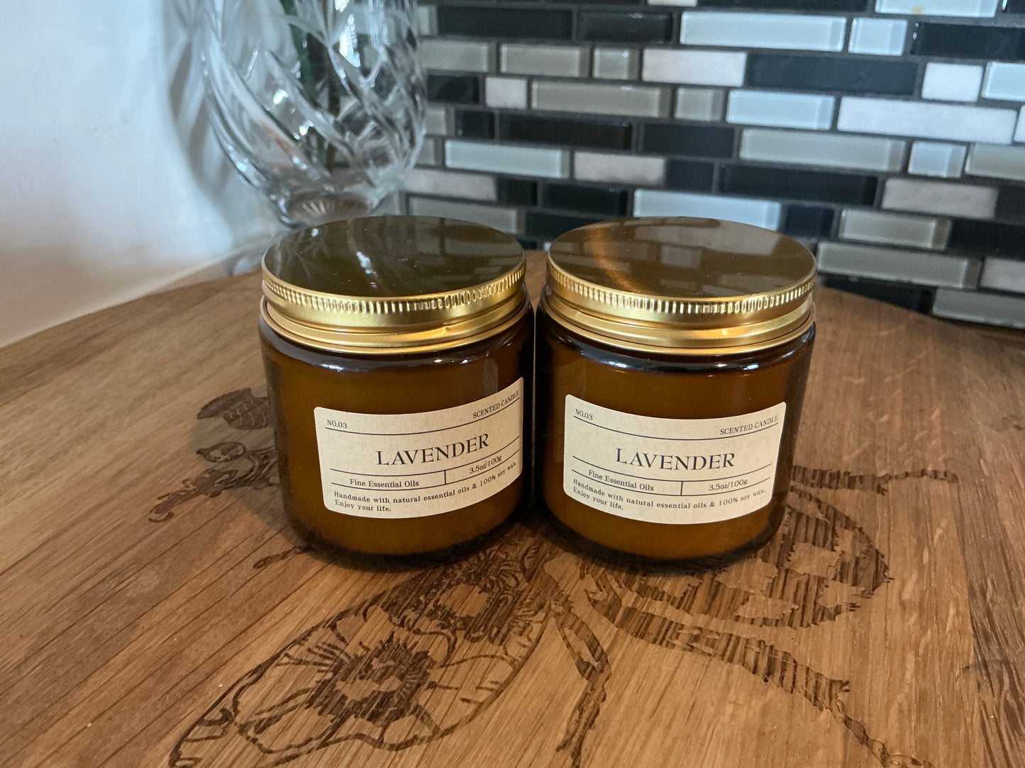 Amber Glass Jar Aromatherapy Scented Essential Oils Candles, Soy Wax %100, 3.5oz/100g