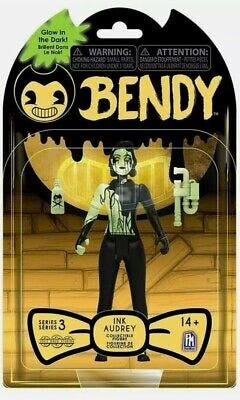 PhatMojo Bendy and the Dark Revival Series 3 Ink Audrey glow-in-the-dark action figure 5-inch figure features partial glow-in-the-dark effects and includes two character-specific accessories new and sealed