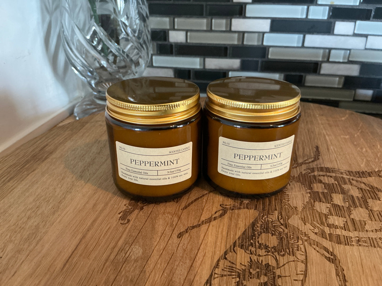 Amber Glass Jar Aromatherapy Scented Essential Oils Candles, Soy Wax %100, 3.5oz/100g
