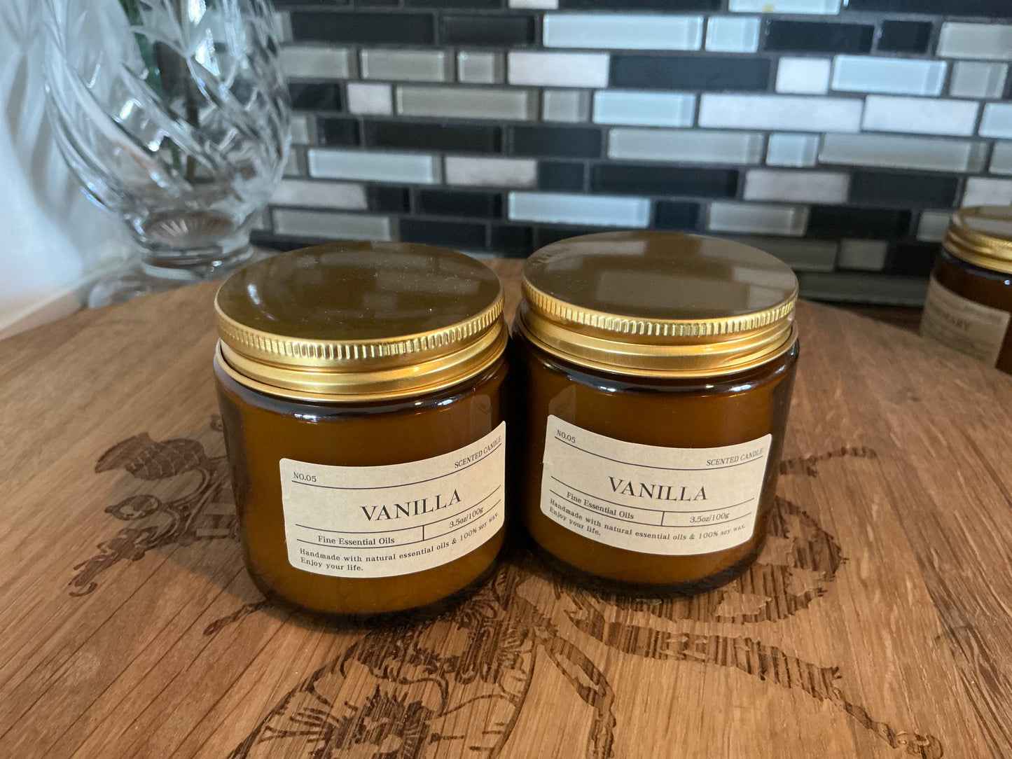 Amber Glass Jar Aromatherapy Scented Essential Oils Candles, Soy Wax %100, 3.5oz/100g