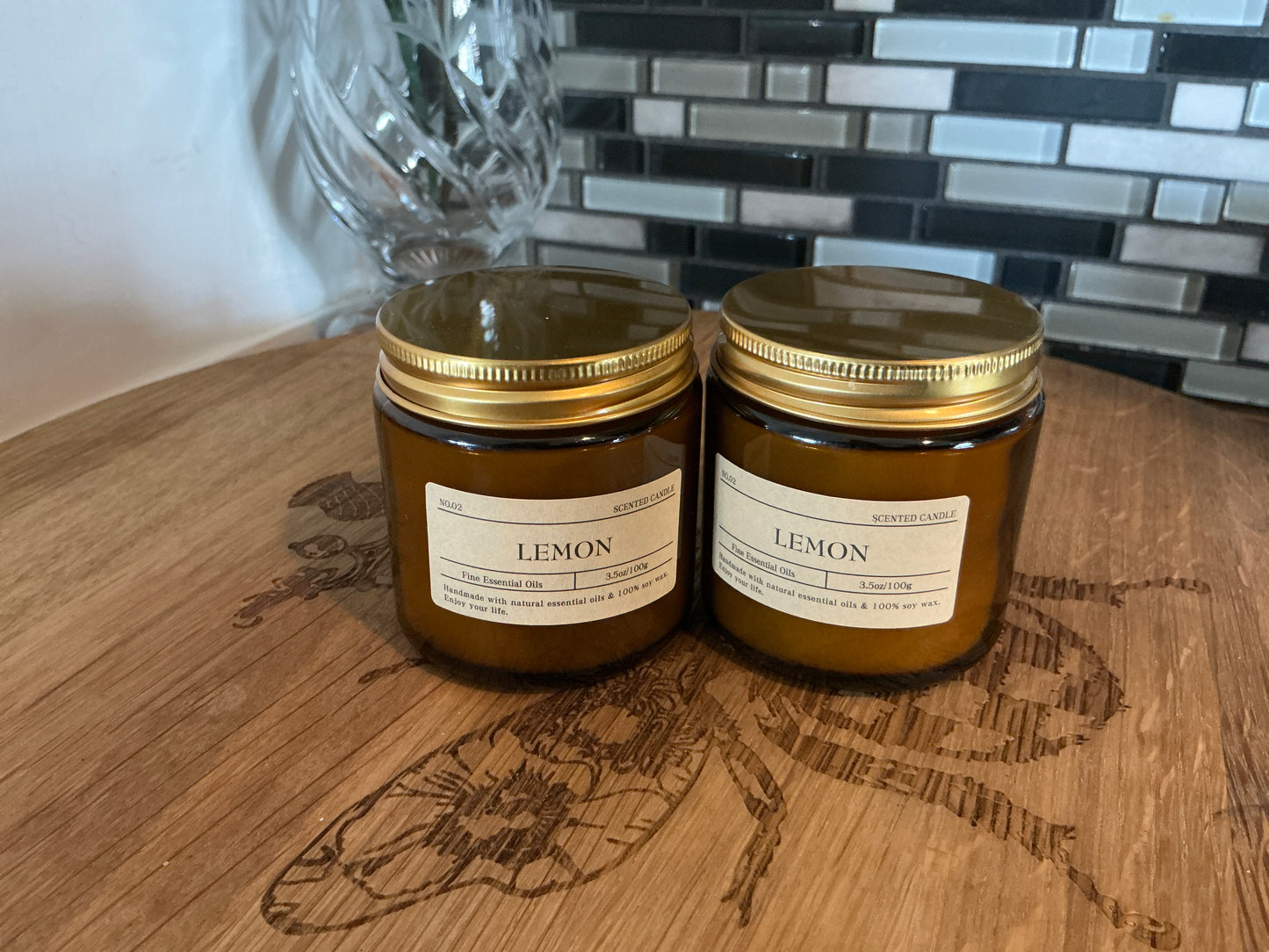 Amber Glass Jar Aromatherapy Scented Essential Oils Candles, Soy Wax %100, 3.5oz/100g