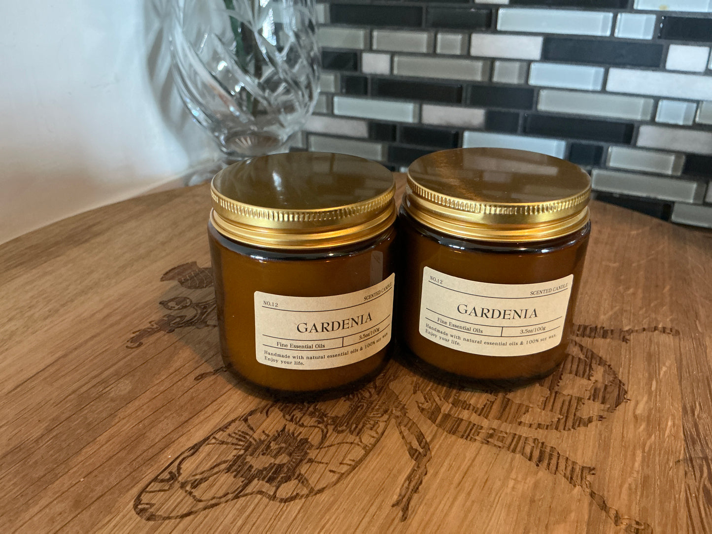Amber Glass Jar Aromatherapy Scented Essential Oils Candles, Soy Wax %100, 3.5oz/100g