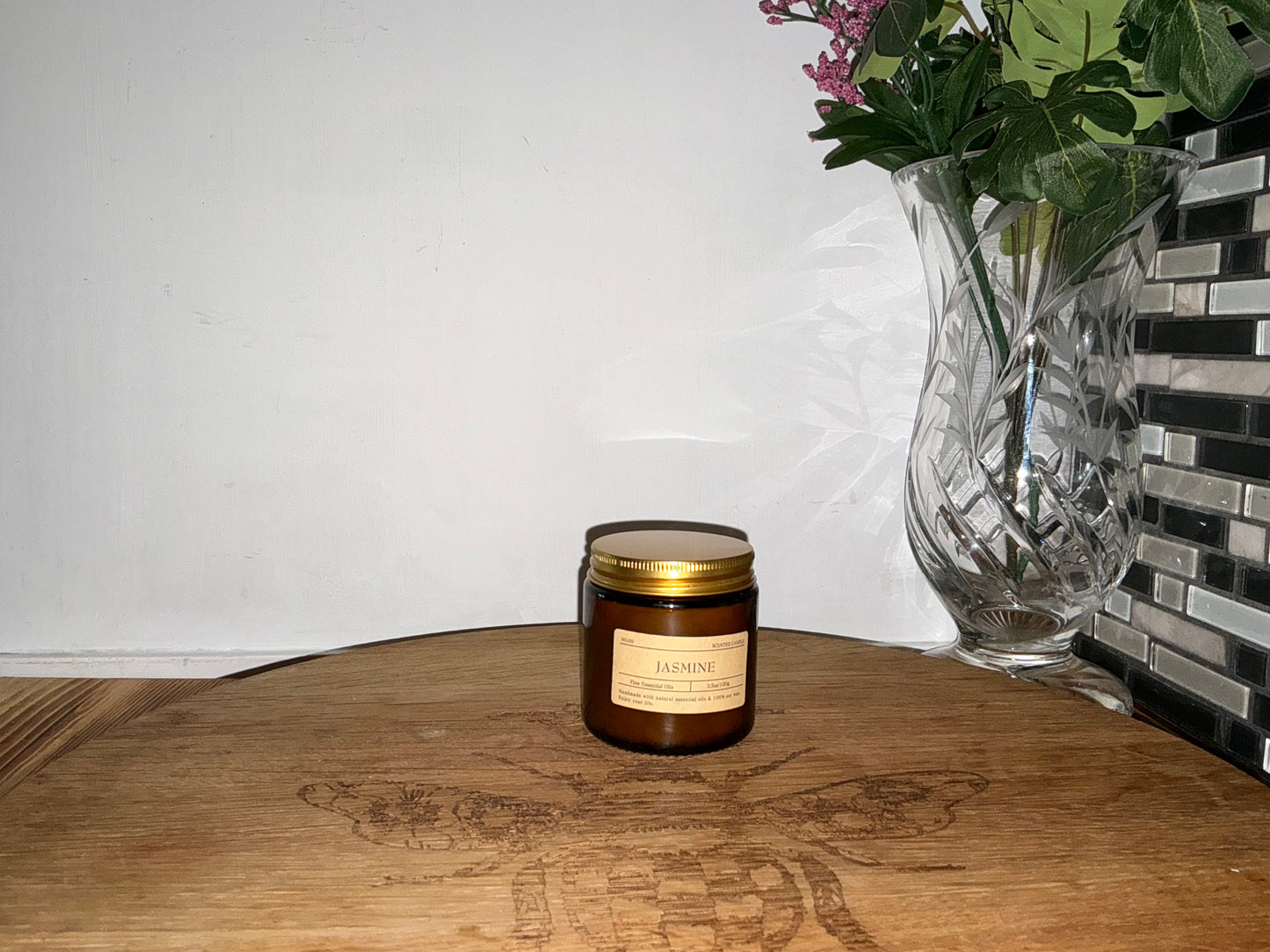 Amber Glass Jar Aromatherapy Scented Essential Oils Candles, Soy Wax %100, 3.5oz/100g